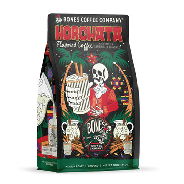 Bones Coffee Company Horchata Flavored Coffee  Medium Roast Low Acid Arabica Beans Compatible with Auto drip and French Press Coffee Maker  12 Oz Ground