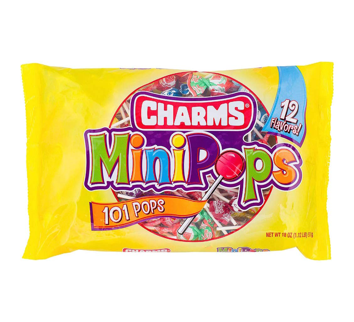 Charms Mini Pops Assorted Flavor Candy Lollipops, 101 Pops