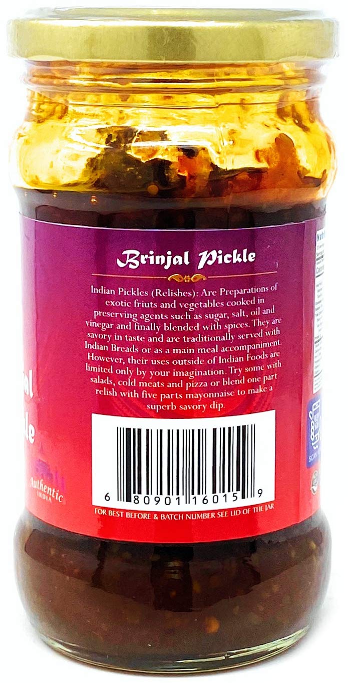 Rani Brinjal (Eggplant) Pickle Mild (Achar, Spicy Indian Relish) 10.5Oz (300G) Glass Jar ~ Vegan | Gluten Free | Non-Gmo | No Co