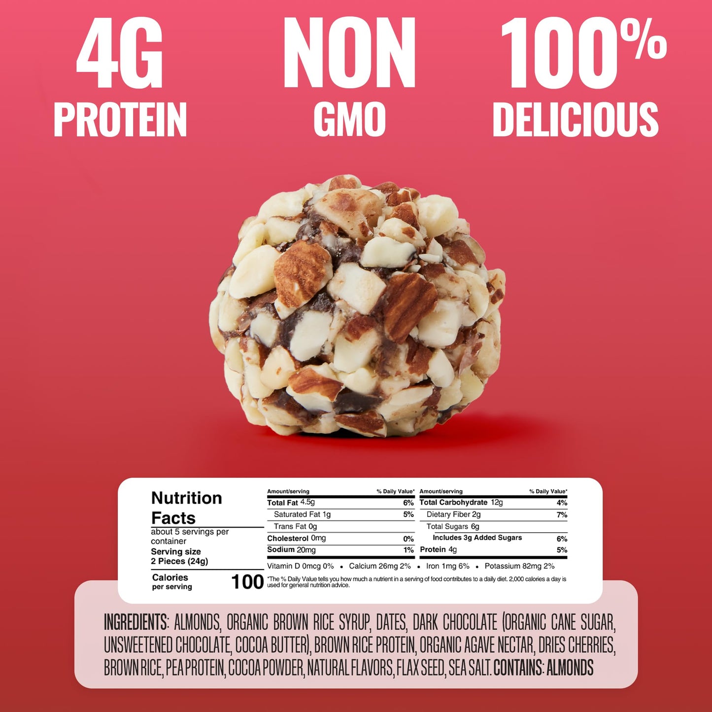 The Gluten Free Brothers Chocolate Cherry Almond Bites - Gluten Free Protein Balls - Non Gmo, Soy Free, Vegan - Snack Size Plant