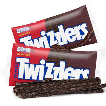 2 Pack Chocolate Licorice Candy Twists Full Size - Chocolate Flavored Candy Sticks Soft and Chewy Sweet Candy For Party Savors, 