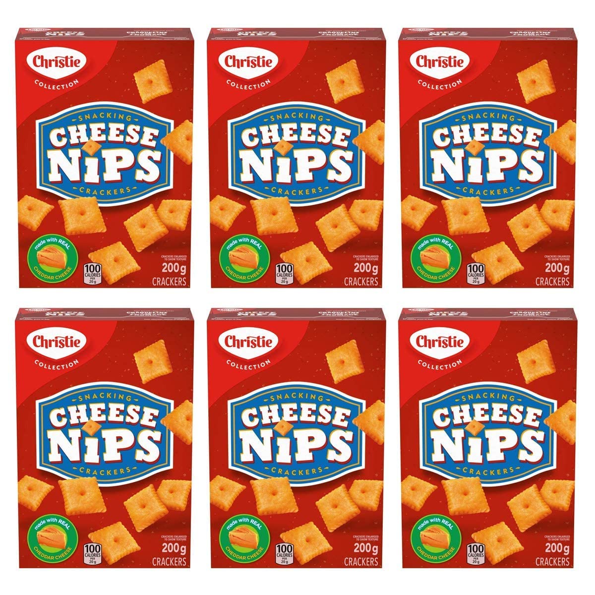Christie Cheese Nips Cheddar Baked Snack Crackers, 200G/7.05Oz, 6-Box (Imported From Canada)