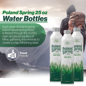 Poland Spring Brand 100% Natural Spring Water, 23 fl oz. 100% recyclable Aluminium Bottles by MIALO Trusted Trader (6 pack)