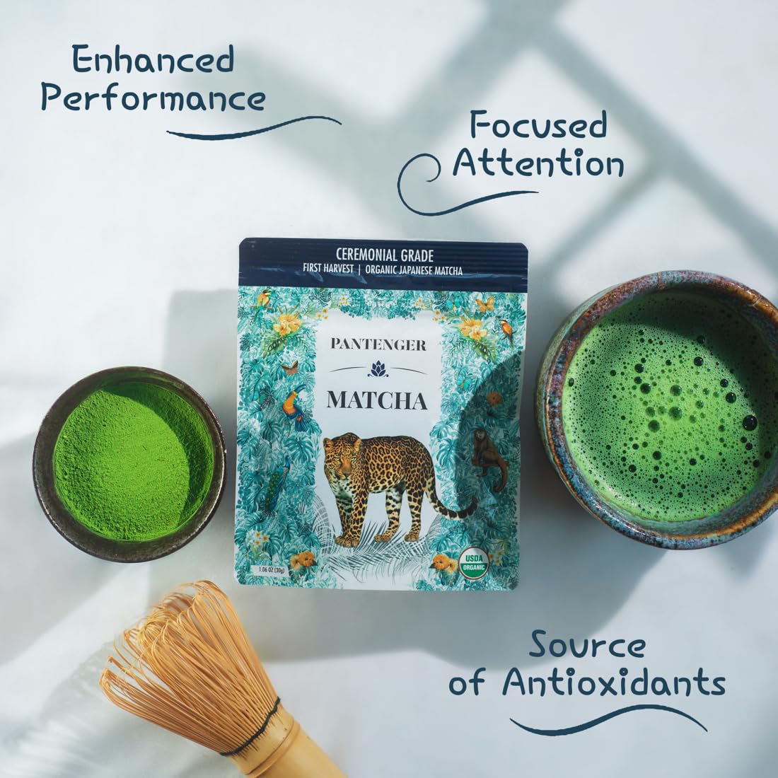 Pantenger Organic Ceremonial Grade Matcha - First Harvest, Hand Picked, Stone Milled, 1 Ounce