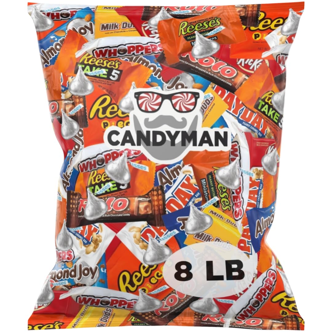 Candyman 8 Pound Gift Box Mix Of Chocolate, Individually Wrapped Assorted Bulk Candy Chocolates Variety Pack, Perfect For Holiday Candies, Chocolate Summer Candy Bulk