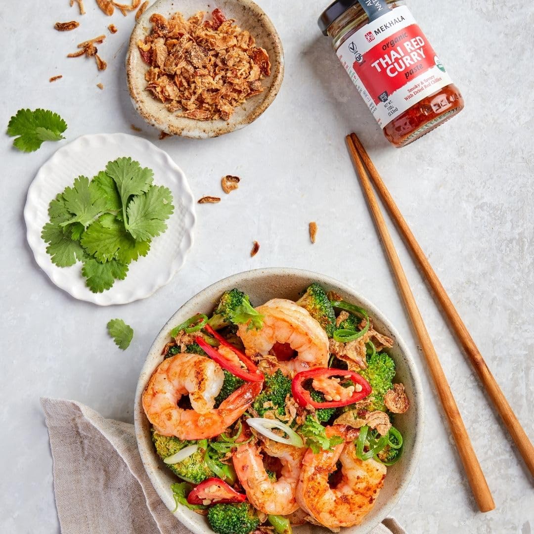 Mekhala Organic Thai Red Curry Paste Value 3-Pack. Vegan. Gluten-Free. No Added Sugar. Versatile. Hot (3X3.5Oz)