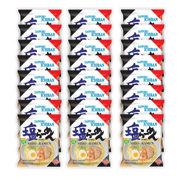 [Sapporo Ichiban] Shio Flavor Ramen Noodles, No. 1 Tasting Japanese Instant Noodles (3.5 Oz. X 24 Pouches)