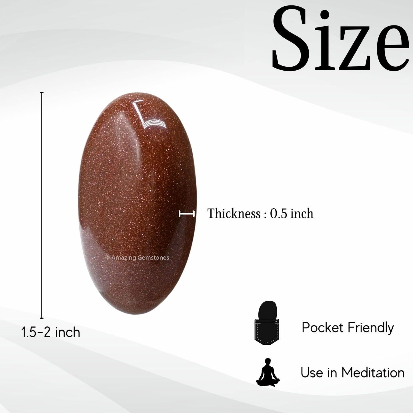 Red Goldstone Palm Stone - Hot Massage Worry Stone For Natural Body Chakra Balancing, Reiki Healing And Crystal Grid