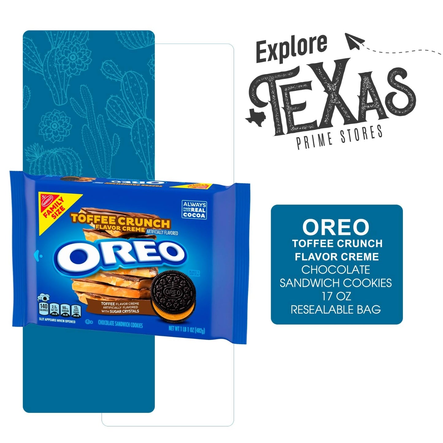 Oreo Flavored 4- Pack Of Toffee Sandwich Cookies, Family Size Pouch 17 Oz + 1 Freebie By Lavinia Essentials