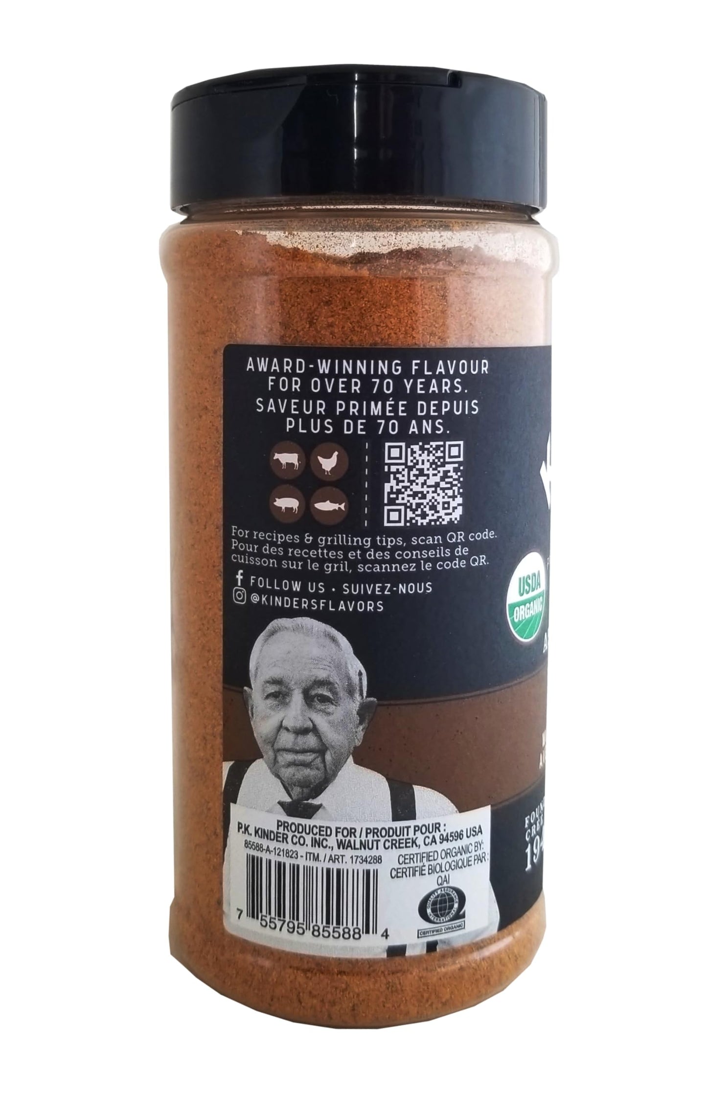 P.K. Kinder Woodfired Garlic Seasoning, Hardwood Smoked Flavor, 11.4 oz Shaker, Model CST-1224-CT900