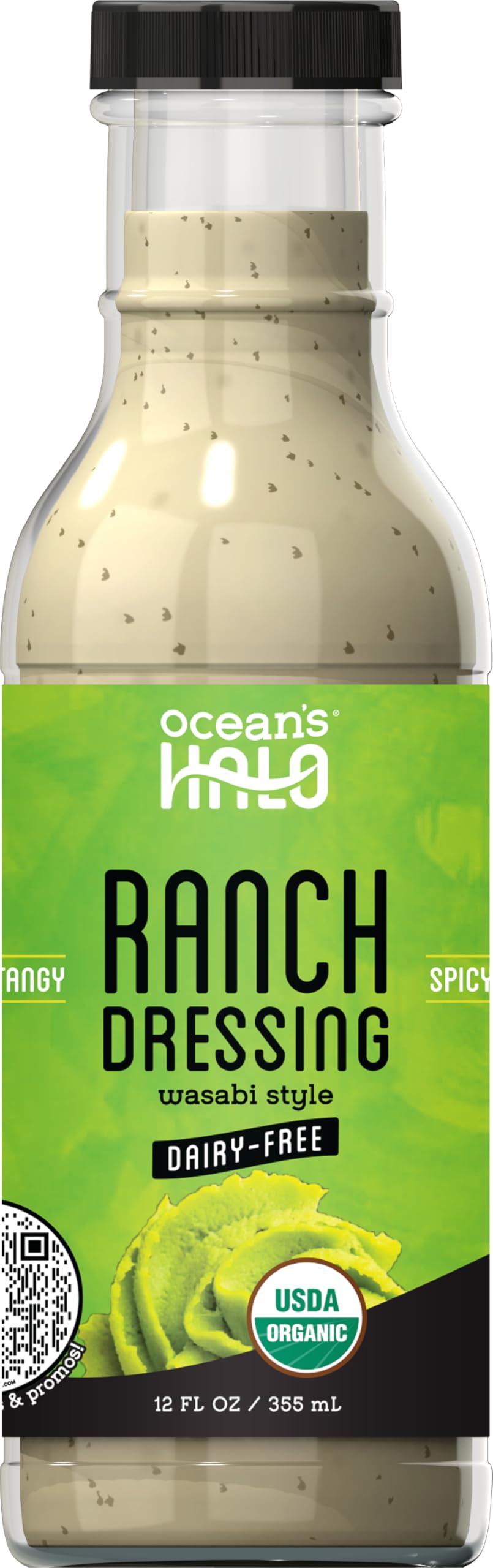 Oceans Halo Organic Ranch Dressing & Marinade, Wasabi flavor, 12 fl oz, Dairy-free