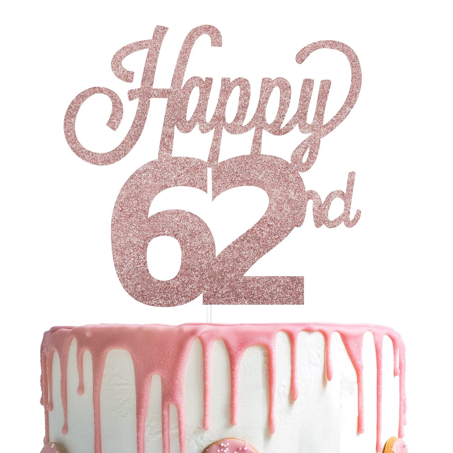 Lingteer Happy 62Nd Birthday Cake Topper - Cheers To 62Nd Birthday 62 Years Old Birthday Party Cake Decorations Sign.