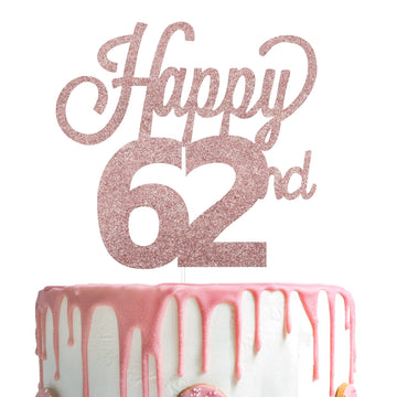Lingteer Happy 62Nd Birthday Cake Topper - Cheers To 62Nd Birthday 62 Years Old Birthday Party Cake Decorations Sign.
