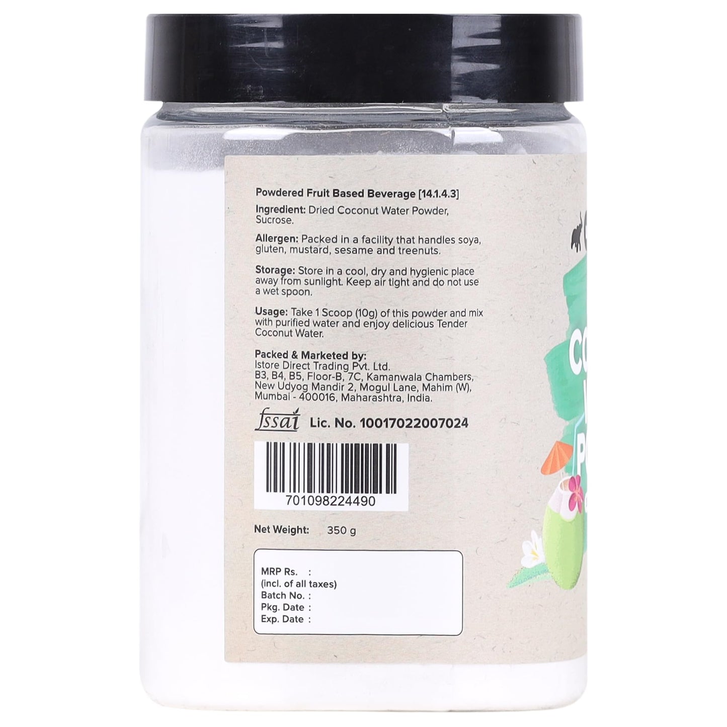 Urban Platter Tender Coconut Water Powder, 500G [Raw, Vegan, Refreshing & Re-Hydrating]