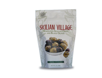 Sicilian Village Marinated Green and Black Olives  7 Ounce