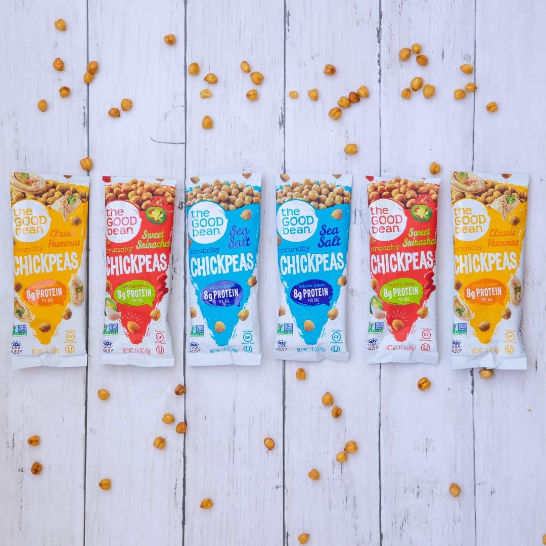 The Good Bean Crunchy Chickpeas - Sea Salt - (10 Pack) 1.4 Oz Packet - Roasted Chickpea Beans - Vegan Snack With Good Source Of