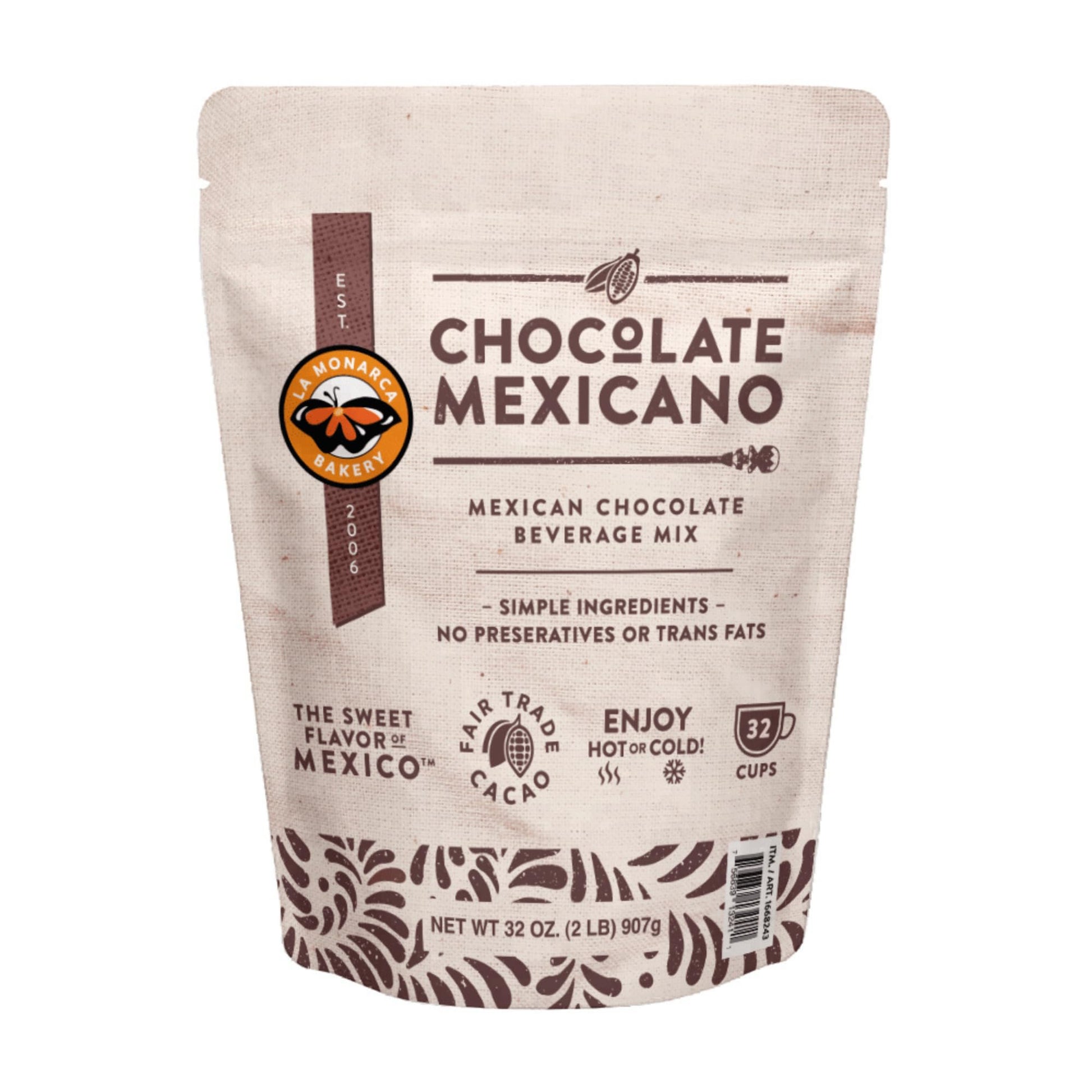 Mexican Hot Chocolate, 32 Ounce (2lb), Authentic Mexican Style Hot Chocolate Mix with Organic Cacao Beans and Cinnamon by La Mon