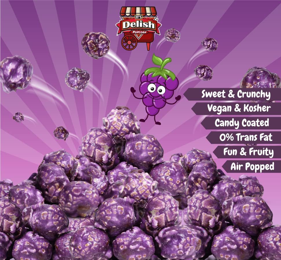 Gourmet Purple Grape Flavored Popcorn By Its Delish 5 Lbs Bulk Bag  Air Popped Pop Corn Snack - Fruity Purple Themed Candy Confe