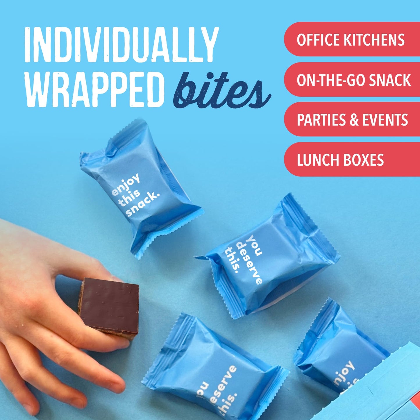 For Noshers Only Peanut Butter Bites - Vegan, Gluten Free, Kosher - 8 Individually Wrapped Snack Packs - Brown