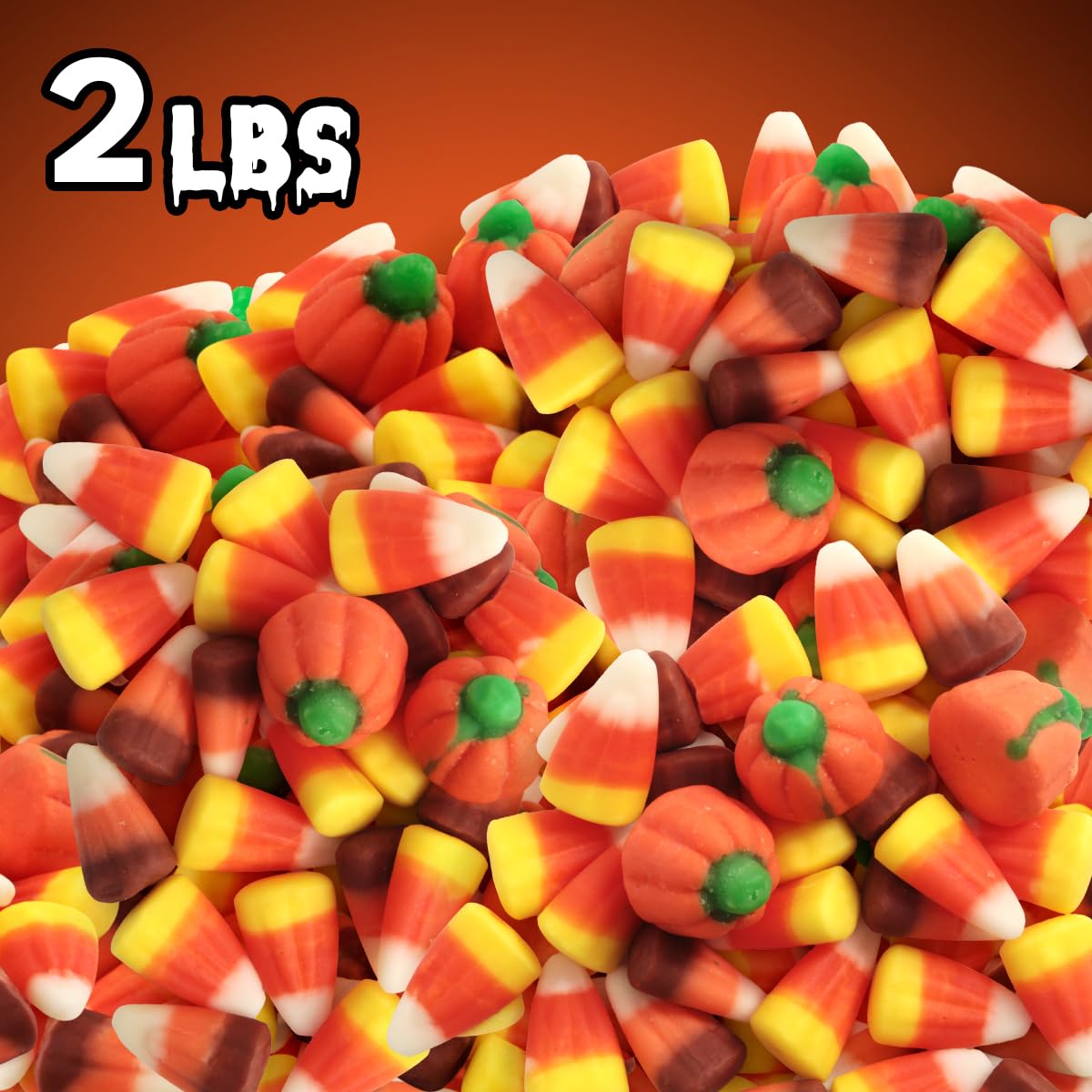 Yumzo Autumn Mix Candy Corn and Pumpkins, 2lbs Bulk Halloween Candies, Decorative Fall  , 17.2 x 6.2 x 18.1 cm
