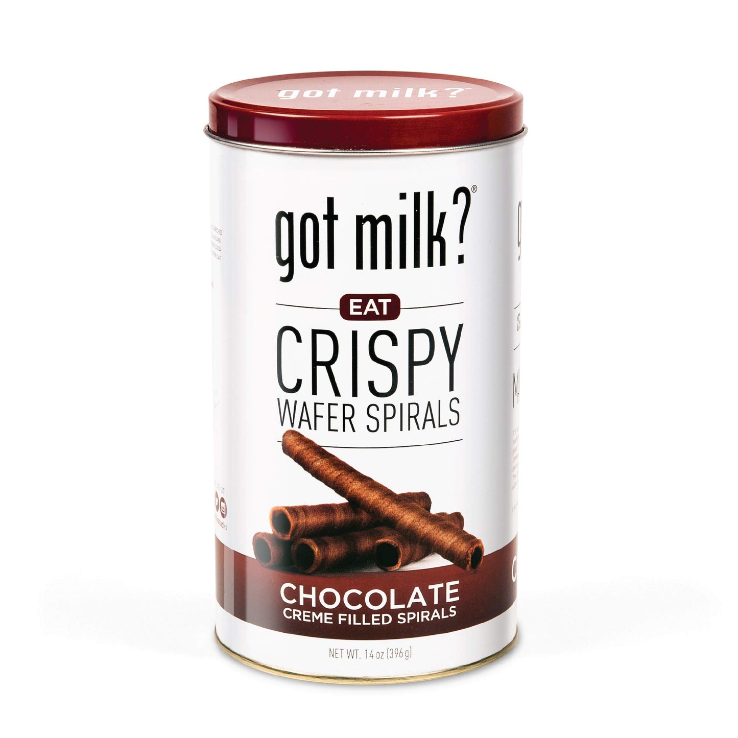 got milk? Wafer Spirals, Chocolate, 14 Oz. Tin with 36 Rolls, Delicious Rolled Wafer Rolls with Filling, Chocolate Wafer Cookies