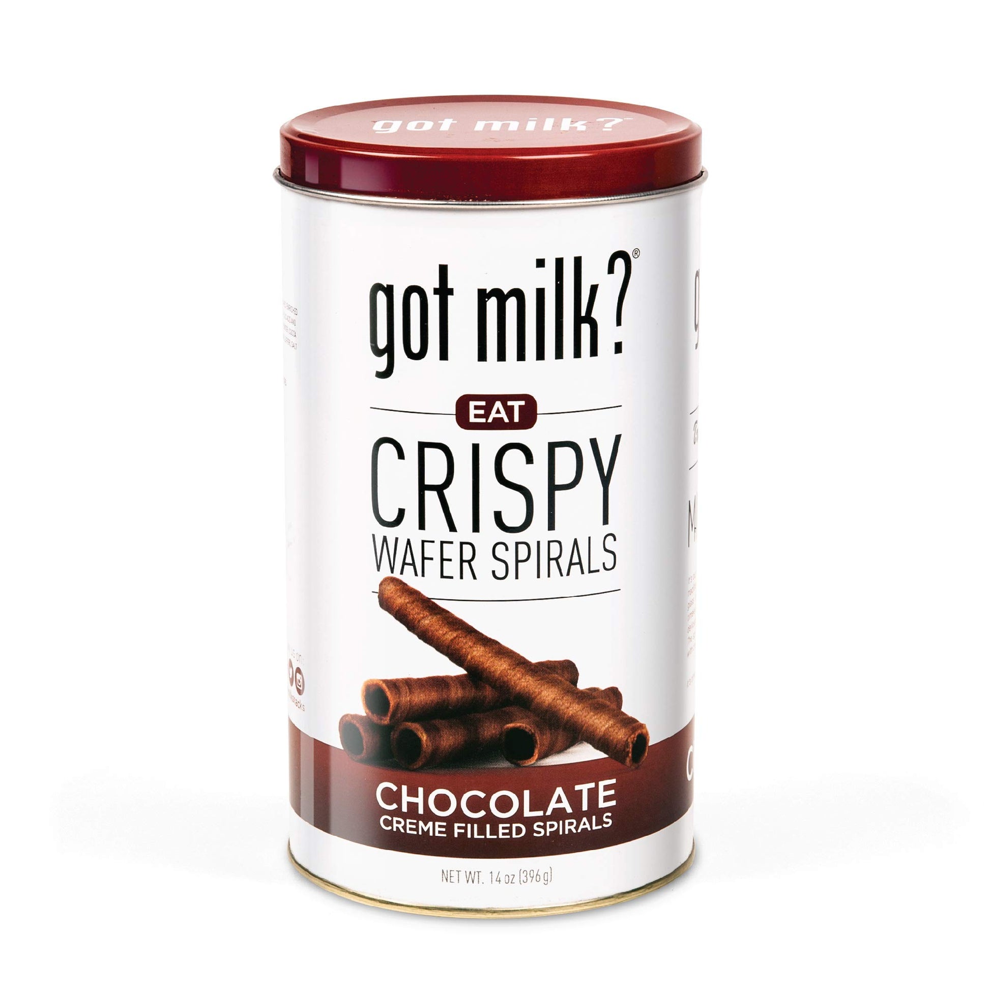 got milk? Wafer Spirals, Chocolate, 14 Oz. Tin with 36 Rolls, Delicious Rolled Wafer Rolls with Filling, Chocolate Wafer Cookies