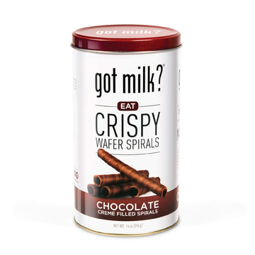 got milk? Wafer Spirals, Chocolate, 14 Oz. Tin with 36 Rolls, Delicious Rolled Wafer Rolls with Filling, Chocolate Wafer Cookies