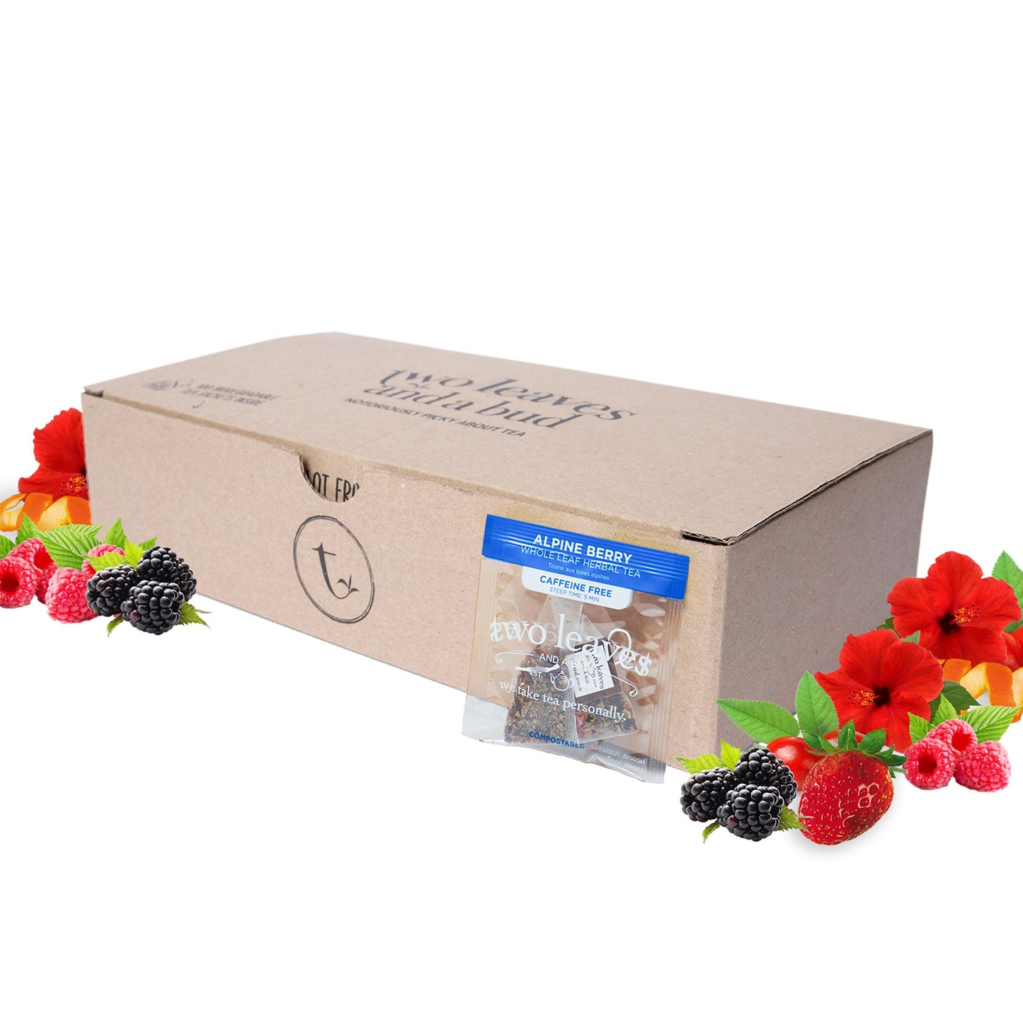 Two Leaves and a Bud Herbal Tea Bags, Caffeine Free, Whole Leaf with Hibiscus, 100 Count, Model T08100