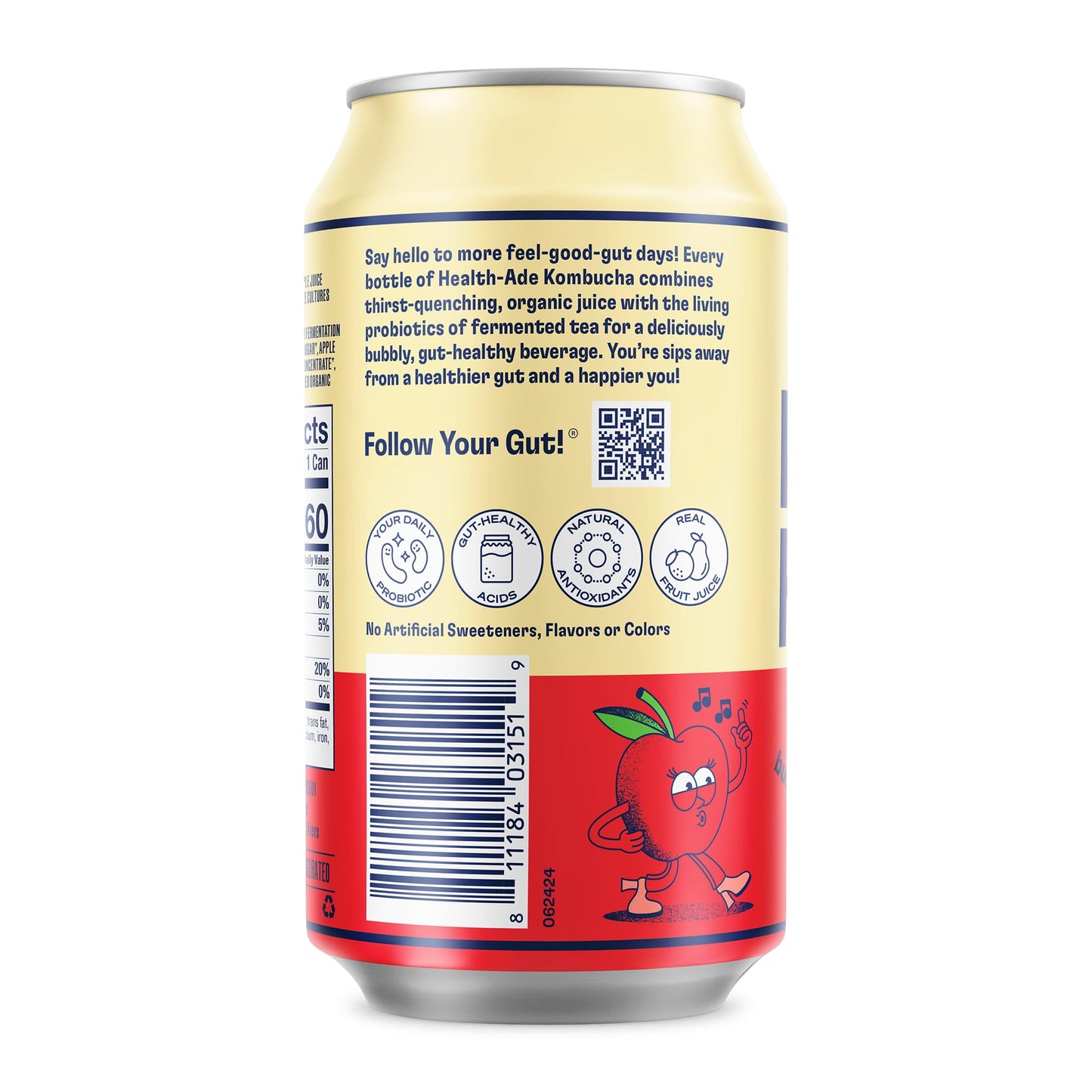 Health-Ade Pink Lady Apple Kombucha, Organic Drink, 12-Pack (11.5 Fl Oz Cans) - Fermented Tea With Probiotics, Non-Gmo, Vegan, G