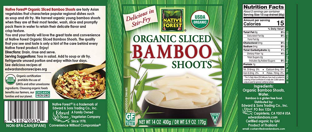 Native Forest Organic Sliced Bamboo Shoots - Bamboo Shoots Canned, Bamboo Shoots To Eat, Stir Fry Vegetables, Canned Vegetables - 14 Oz (Pack Of 6)