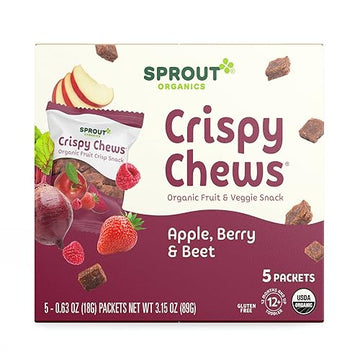 Sprout Organic Baby Food, Stage 4 Toddler Fruit Snacks, Red Fruit Beet & Berry Crispy Chews, 0.63 Oz Single Serve Packs (5 Count