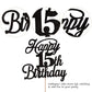 Rssta i Happy 15th Birthday Cake Topper Black Glitter - 15 & Fabulous Party Decoration