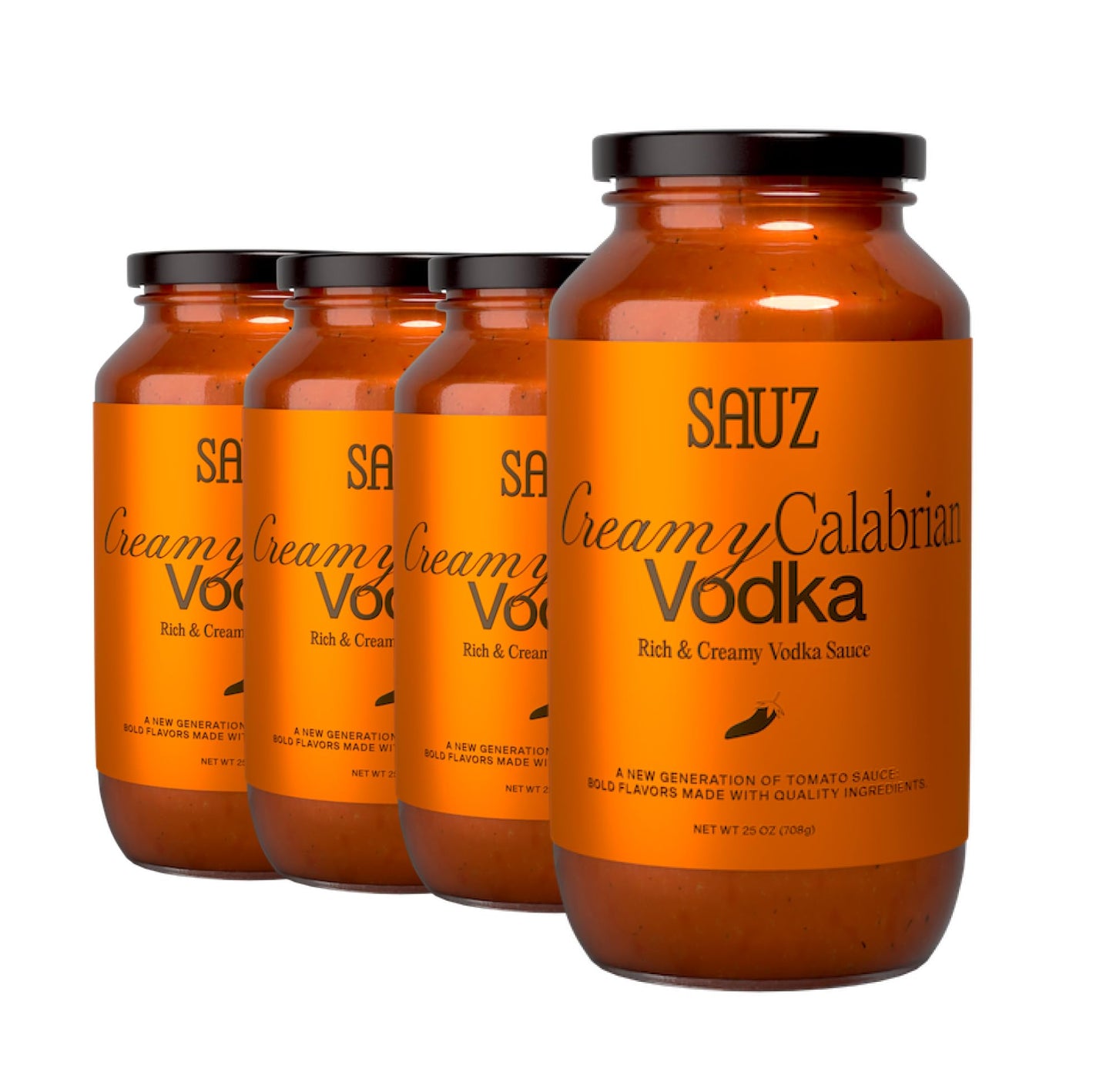 Sauz Creamy Calabrian Vodka Sauce, Gluten-Free, Non-GMO, 25 Oz Jar (4-Pack)