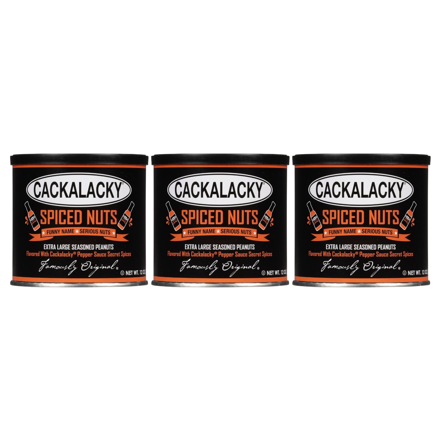 Cackalacky Spiced Peanuts, Roasted NC-grown, 12 oz. (Pack of 3), Perfect for Snacks and Parties