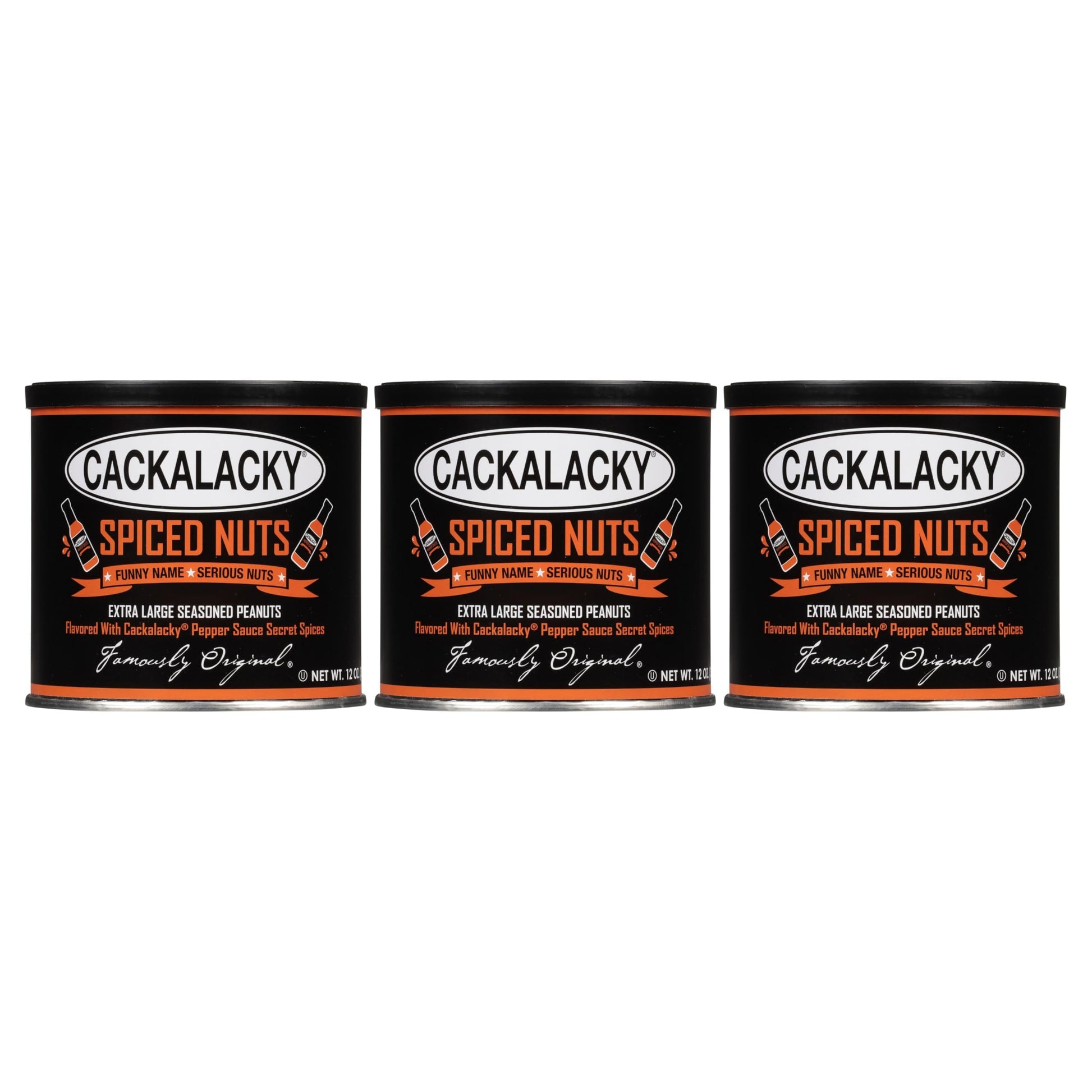 Cackalacky Spiced Peanuts, Roasted NC-grown, 12 oz. (Pack of 3), Perfect for Snacks and Parties