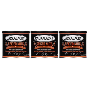 Cackalacky Spiced Peanuts, Roasted NC-grown, 12 oz. (Pack of 3), Perfect for Snacks and Parties