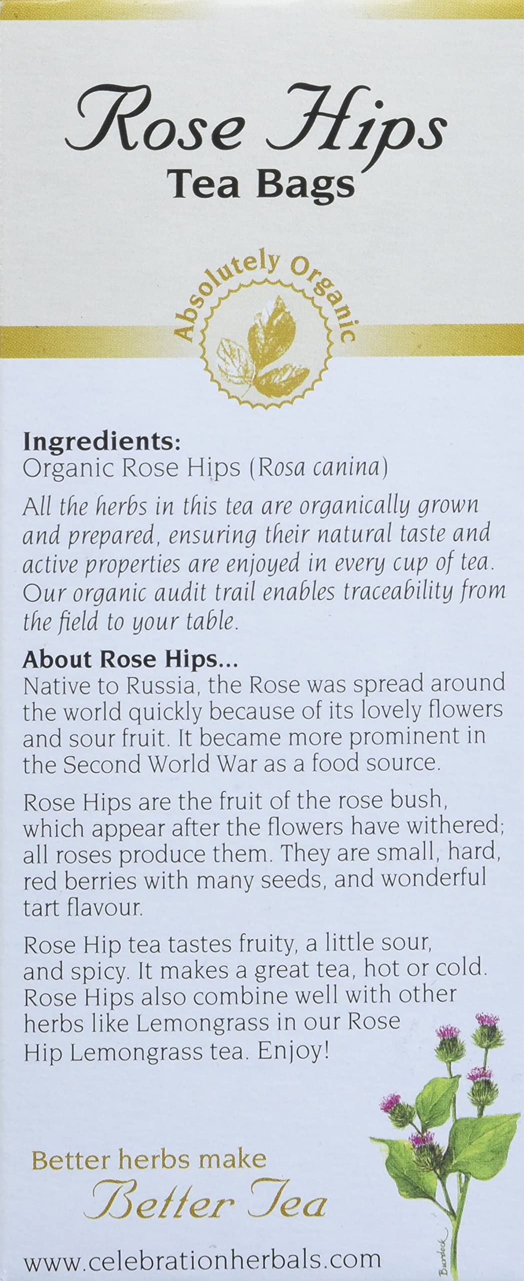 Celebration Herbals Rose Hips Tea Organic 24 Bag, 0.02 Pound