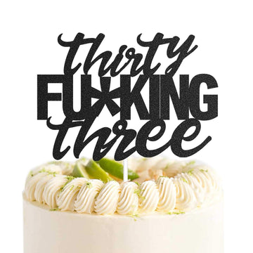 Thirty Three Black Glitter Cake Toppers 33 Years Old 33Rd Birthday Party Decorations Supplies