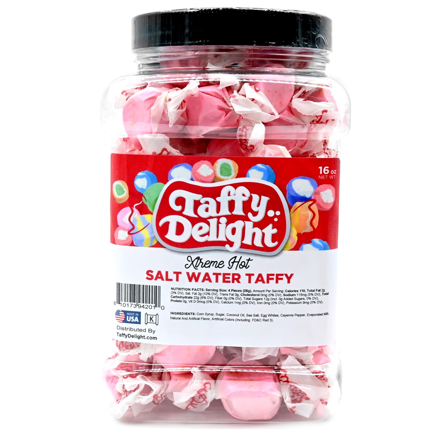 Taffy Delight Salt Water Taffy (16oz, Xtreme Hot)