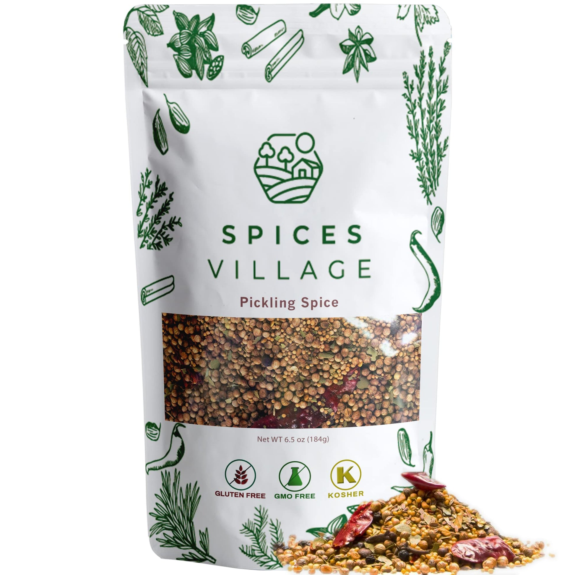 Spices Village Pickling Spices [ 6.5Oz ] - All Natural Fresh Dried Spices Mix For Pickles, Canning, And Corn Beef, Pickling Seas