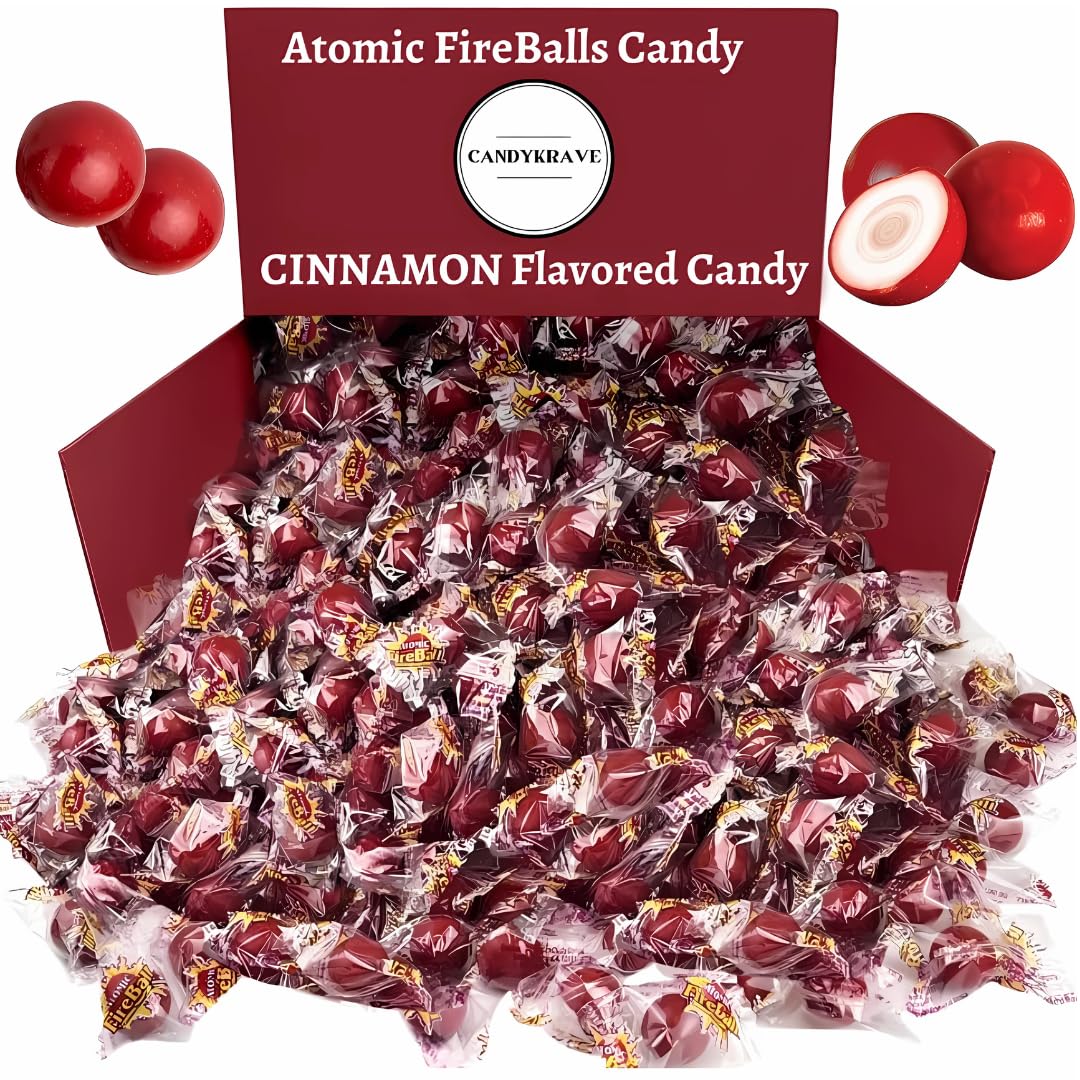 CandyKrave Atomic Fireballs Candy in Bulk - 1 LB Cinnamon Flavored Fire Balls Hard Candy - Jawbreakers Candy Individually Wrappe