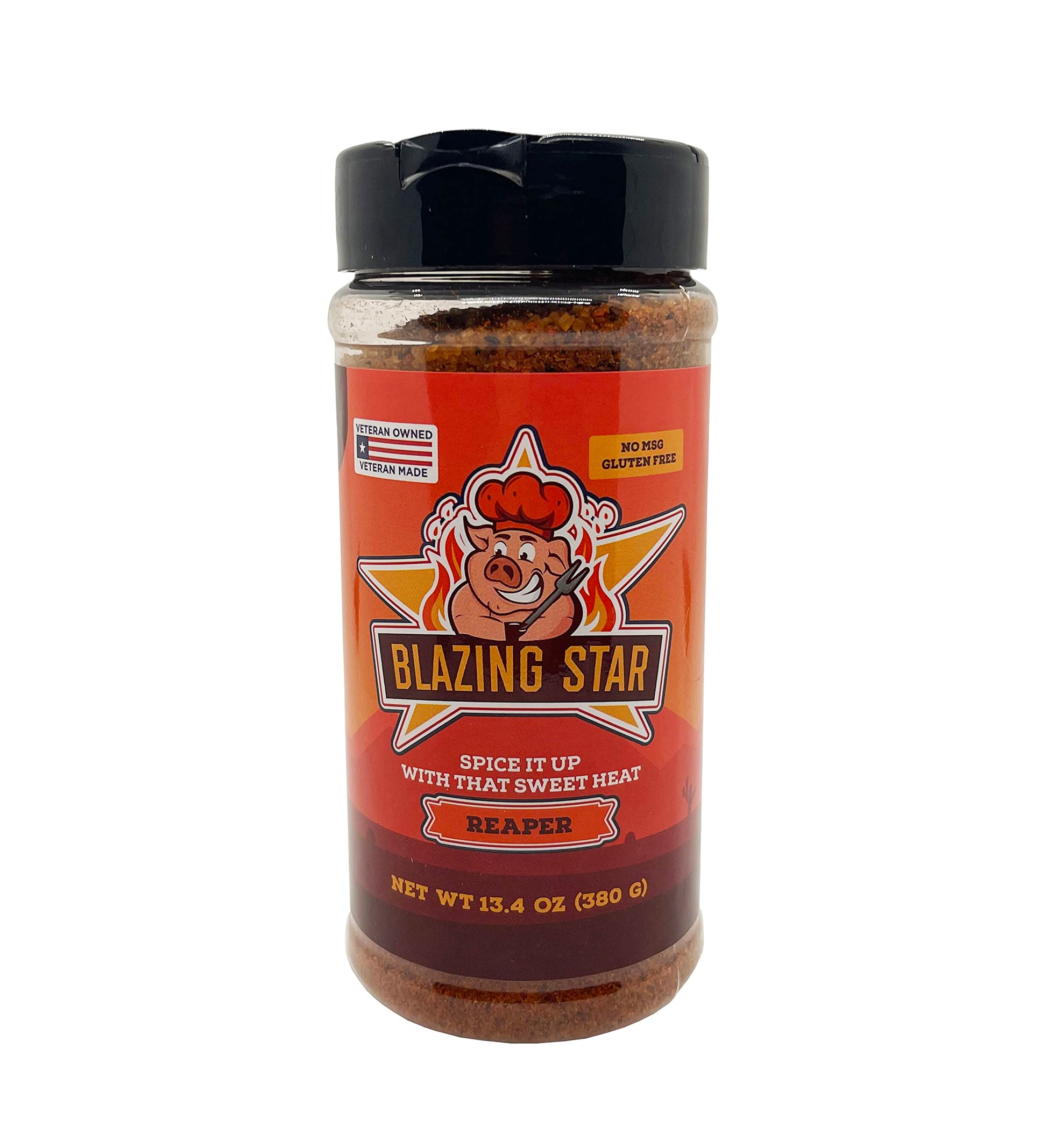 Blazing Star Reaper Rub – Balanced Sweet Heat Seasoning With Carolina Reaper Peppers – Perfect Bbq Rub For Ribs, Wings, Chicken, Pork, And Even Fruit – Veteran Owned (13.4 Oz)