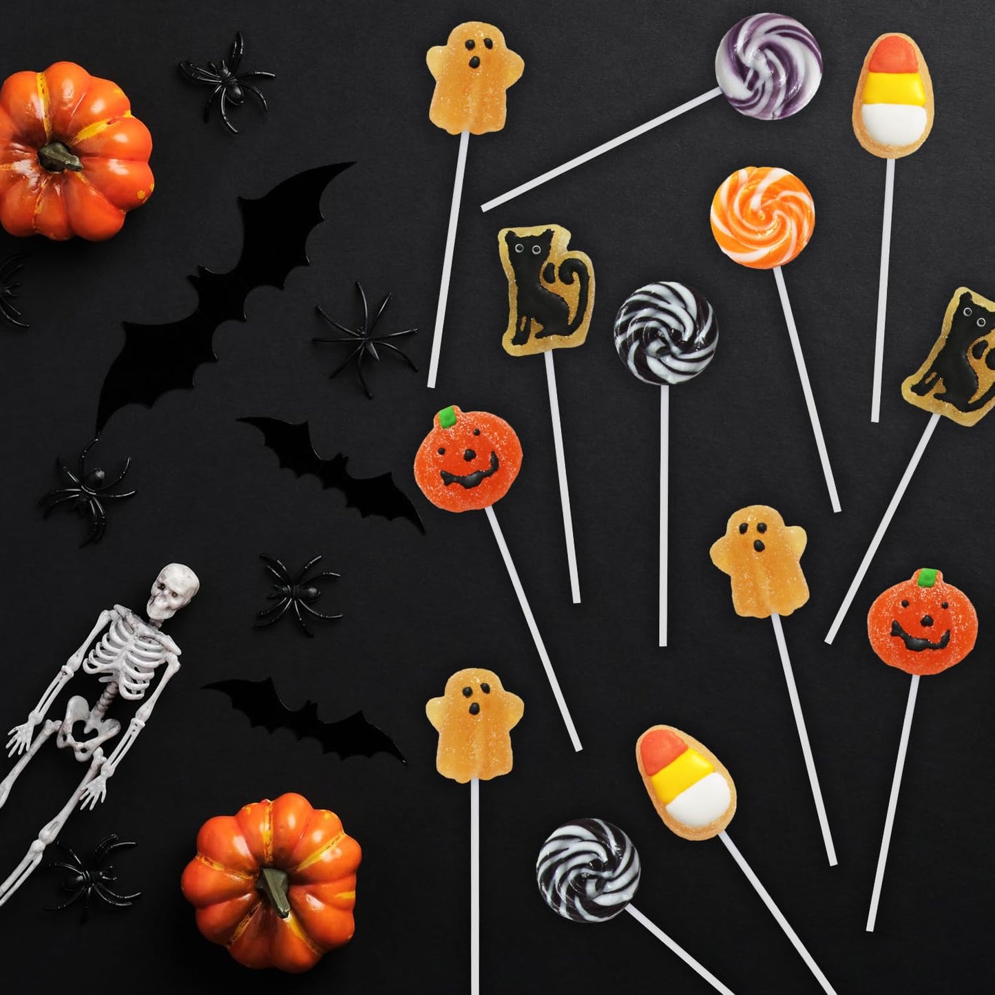 Halloween Lollipop Suckers  24 Pieces of Bulk Suckers Individually Wrapped  Colorful Candy Lollipops for Trick or Treat Bags  Fun Halloween Shaped Candy Party Favors