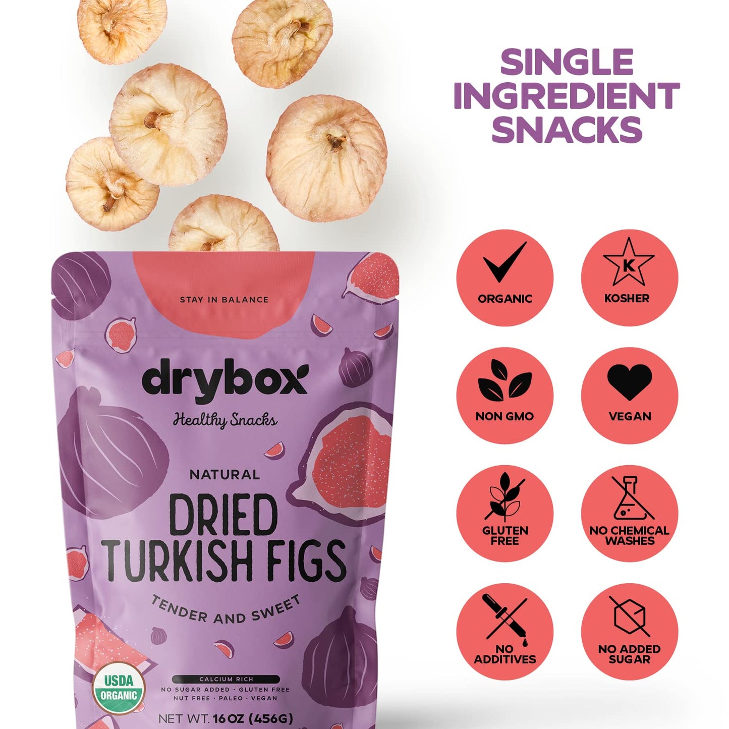 Drybox Organic Turkish Dried Figs 2 Pack, Smyrna Fig No Sugar Added Unsulfured Unsweetened Non-GMO - Dried Fruit for Snacking 1