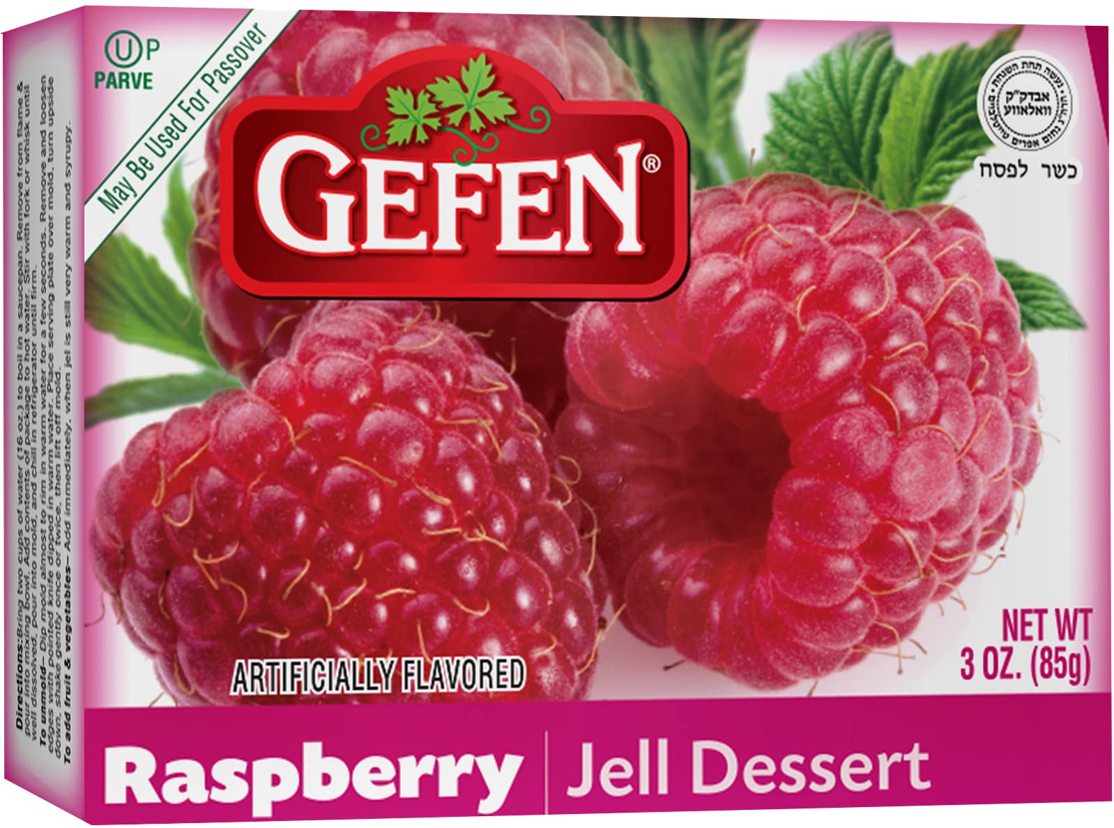 Gefen Raspberry Flavored Jello 3oz, Vegan Friendly, Easy to Prepare, Kosher for Passover