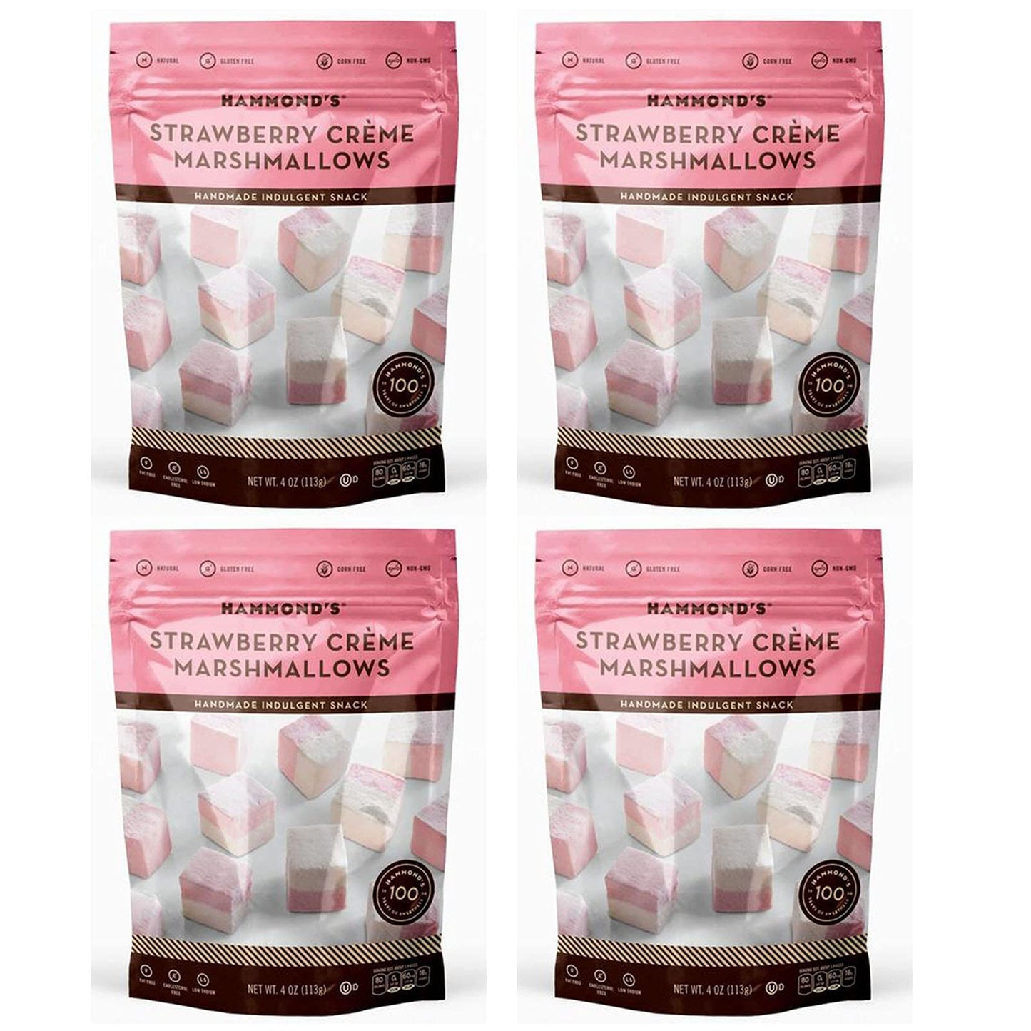 Hammonds Candies Gourmet Marshmallows - Strawberry Creme | Great For Snacking, Hot Chocolate, Smores, Baking | Gluten-Free, Kosh