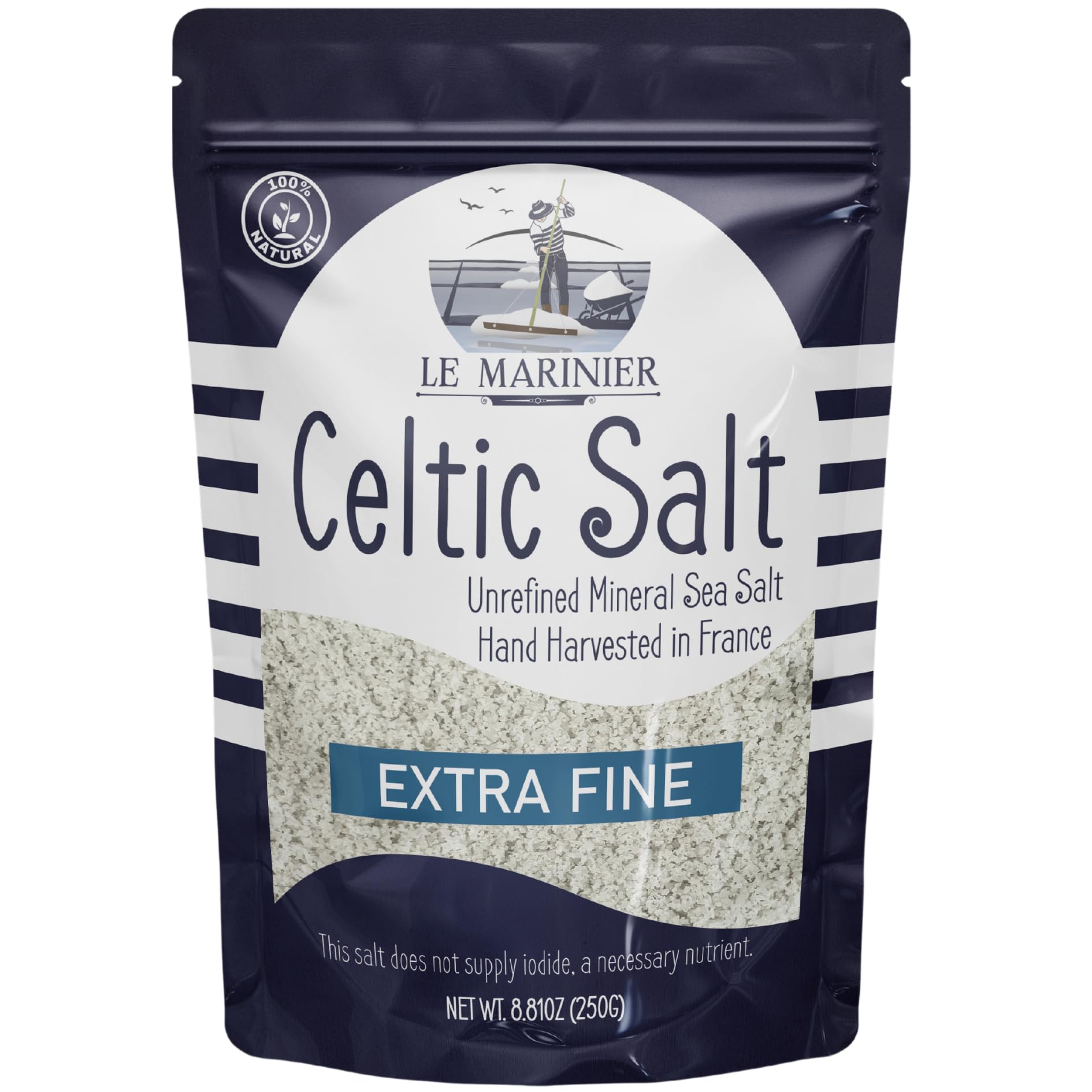 LE MARINIER CELTIC SALT Extra Fine French Sea Salt, 8.81oz, Unrefined Mineral Rich from the Celtic Sea