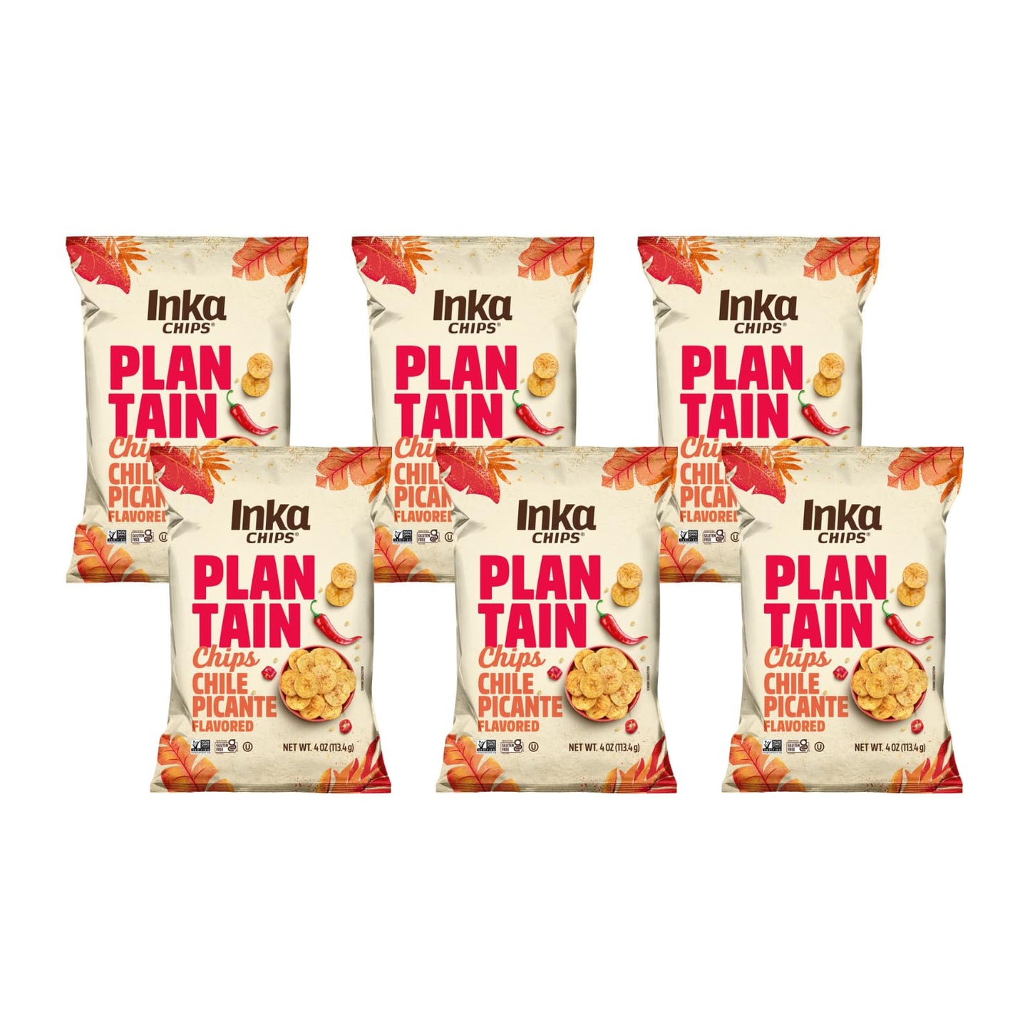 Inka Crops Inka Chips- Chile Picante Plantain Chips,4 Ounce (Pack Of 6)
