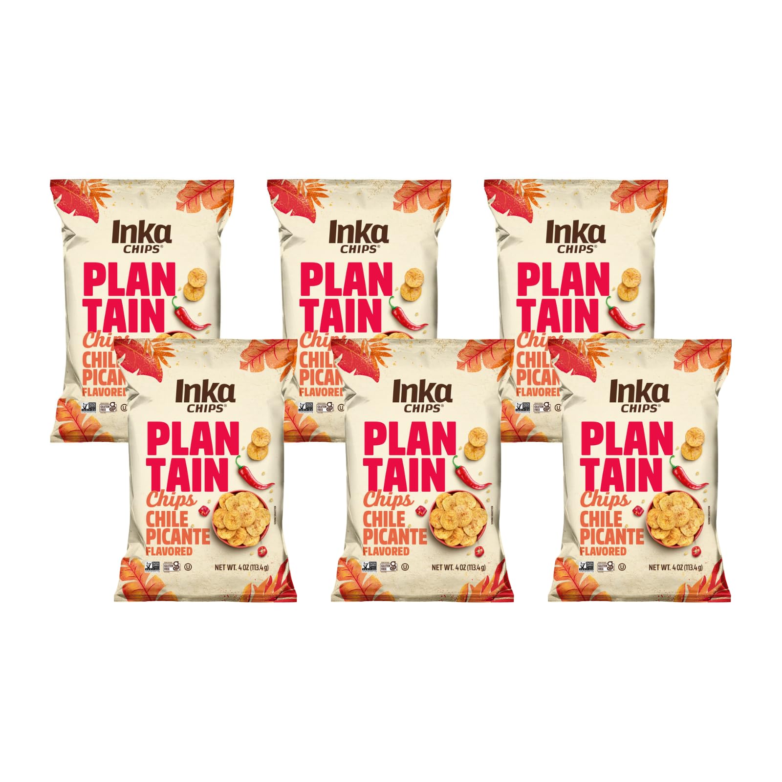 Inka Crops Inka Chips- Chile Picante Plantain Chips,4 Ounce (Pack Of 6)