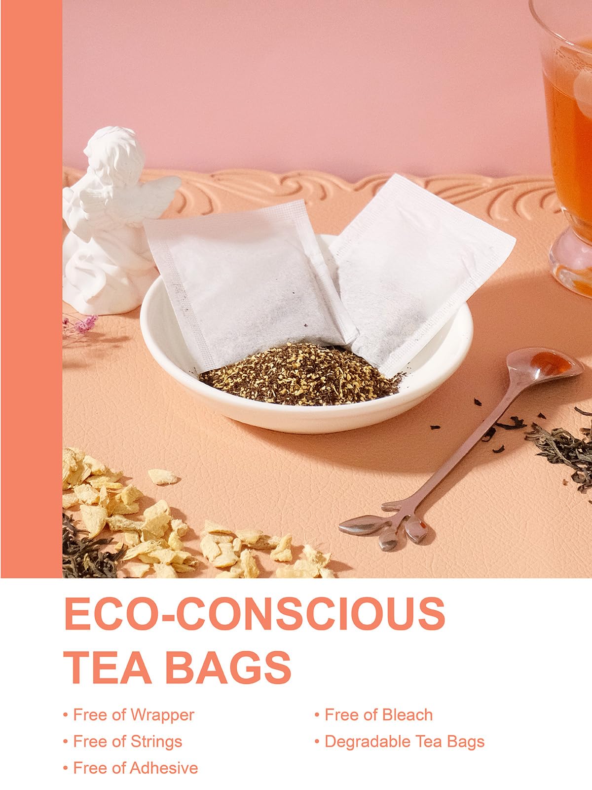 TeeLux Decaf Peach Ginger Black Tea, Smooth & Full-Bodied, 100 Count